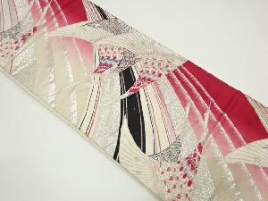 アンティーク　群鶴に花更紗模様織り出し袋帯（材料）